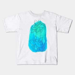 Winged Watercolor Turtles Kids T-Shirt